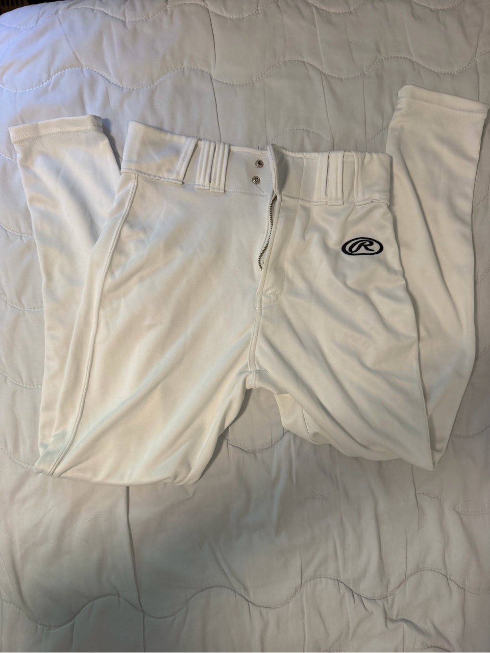 Rawlings White Men's Baseball Pants with Black Rawlings Patch